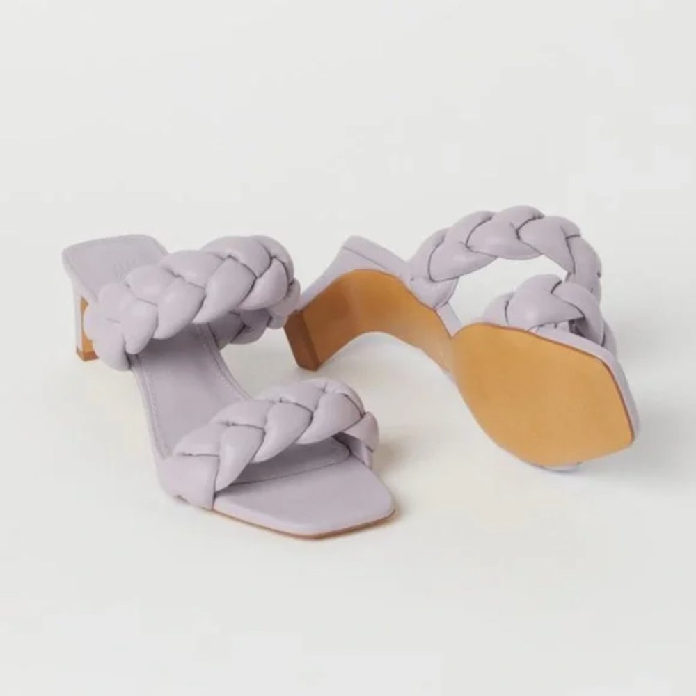H&M Square Toe Quilted Braided Slip Sandals